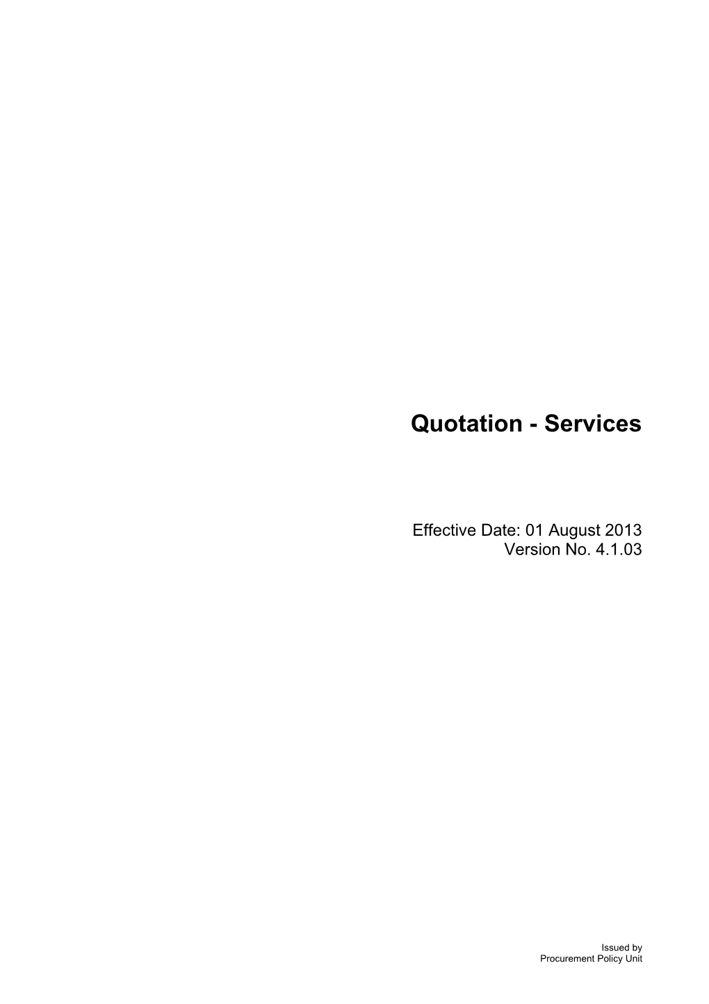 Conditions: Quoting and Contract Quotation - Services