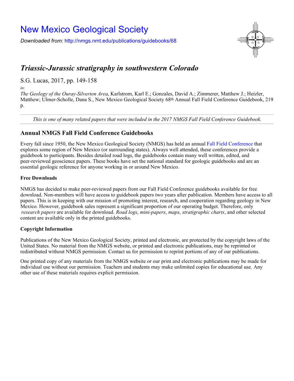 Triassic-Jurassic Stratigraphy in Southwestern Colorado S.G