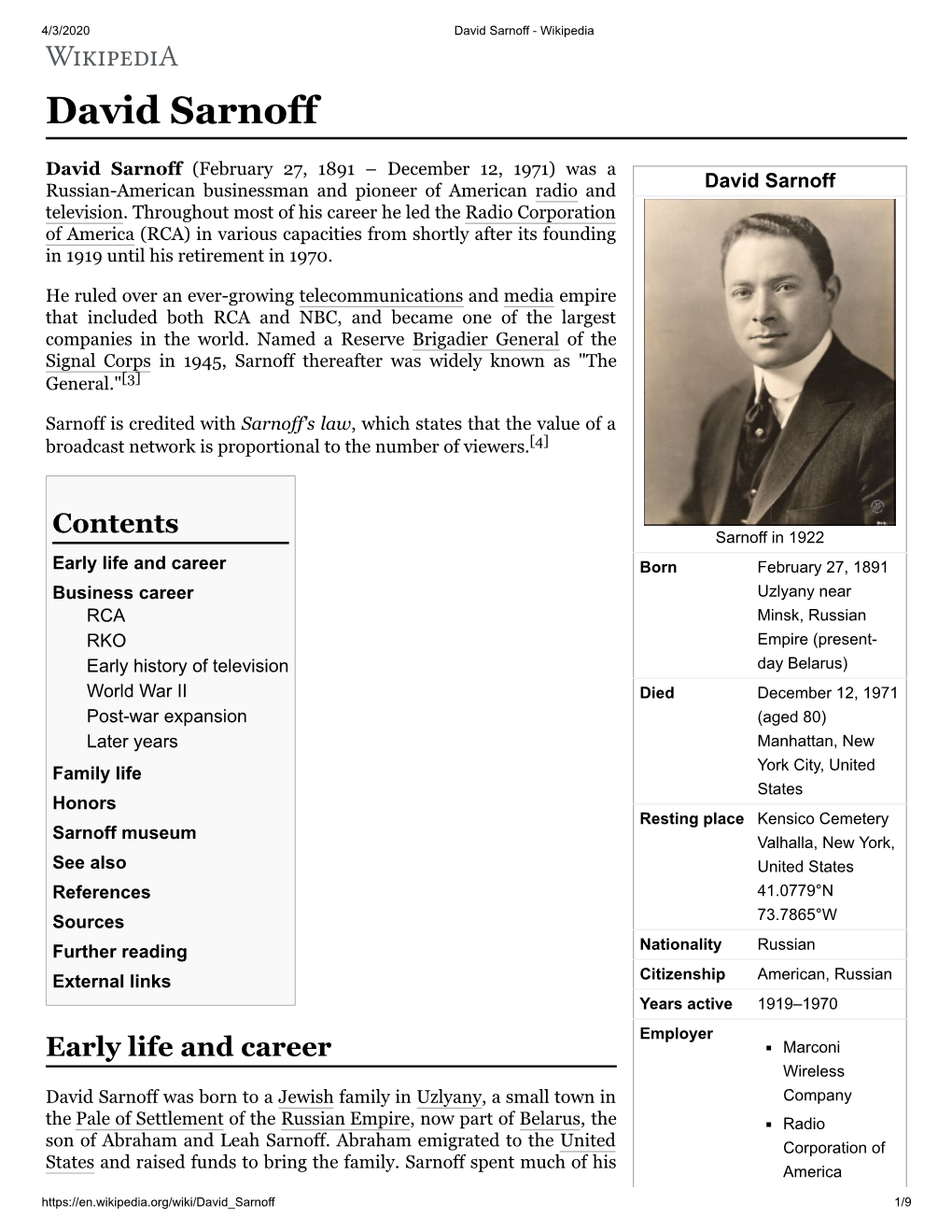 David Sarnoff - Wikipedia