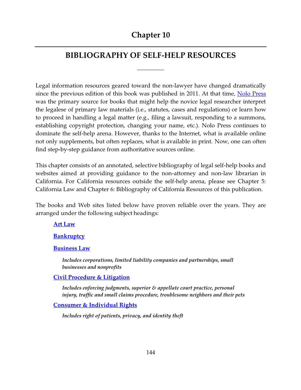 Chapter 10 BIBLIOGRAPHY of SELF-HELP RESOURCES