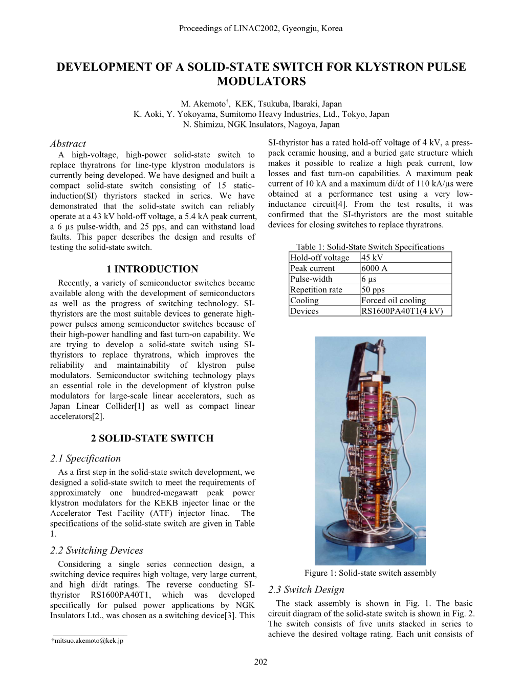 Development of a Solid-State Switch for Klystron Pulse Modulators