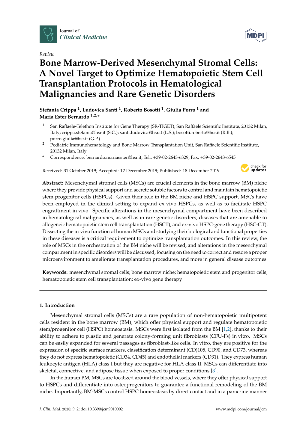 Bone Marrow-Derived Mesenchymal Stromal Cells