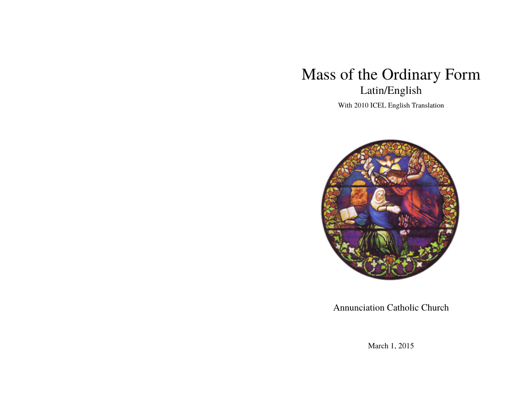 Mass of the Ordinary Form Latin/English with 2010 ICEL English Translation