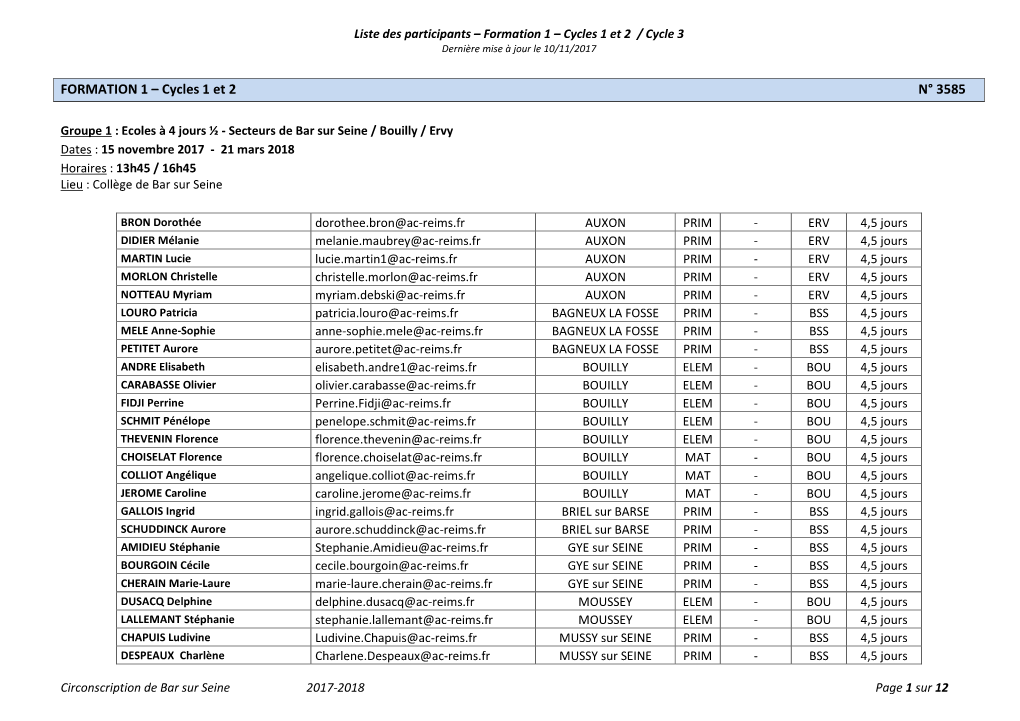 FORMATION 1 – Cycles 1 Et 2 N° 3585