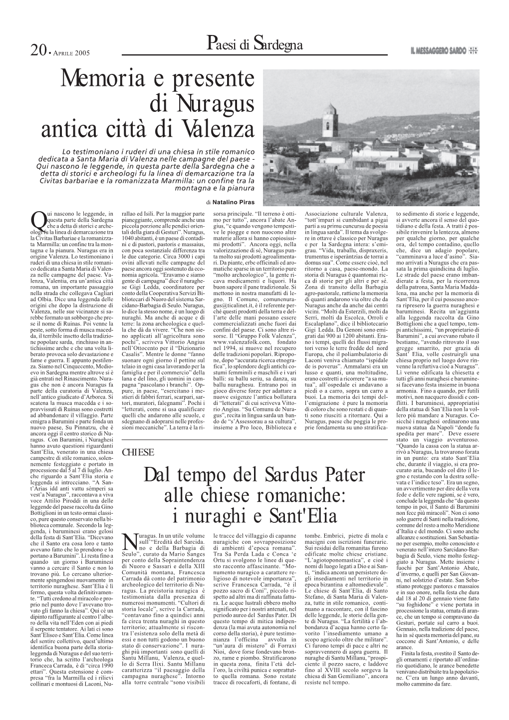 Memoria E Presente Di Nuragus Antica Città Di Valenza