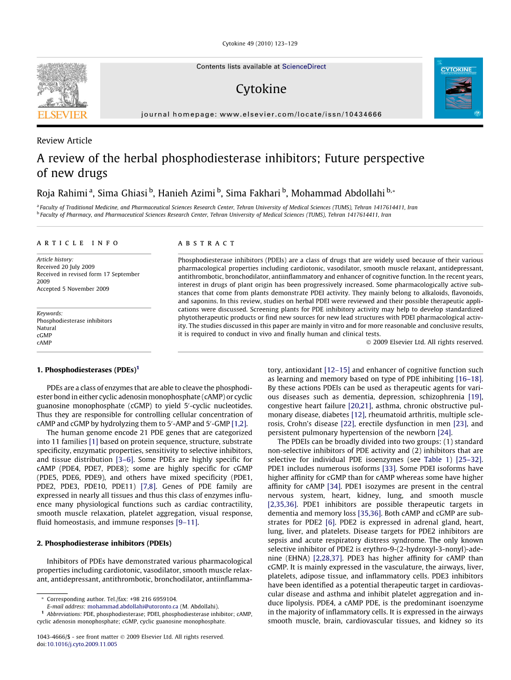 A Review of the Herbal Phosphodiesterase Inhibitors; Future Perspective of New Drugs