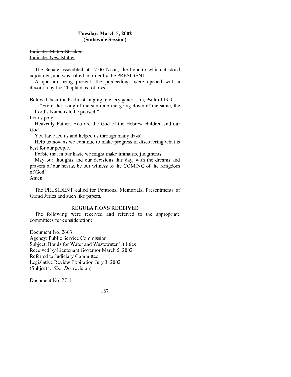 Senate Journal for Mar. 5, 2002 - South Carolina Legislature Online