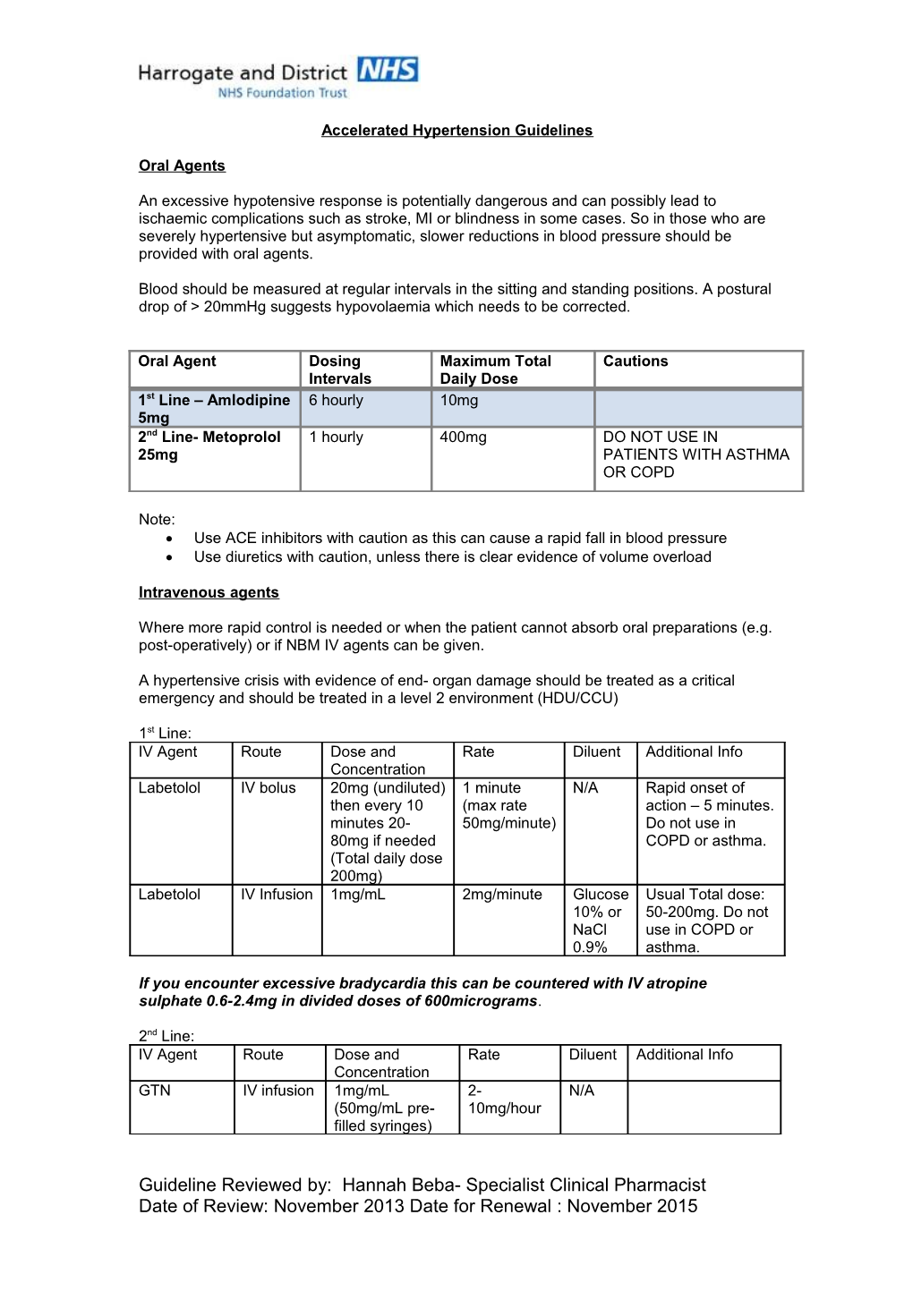 Accelerated Hypertension Guidelines