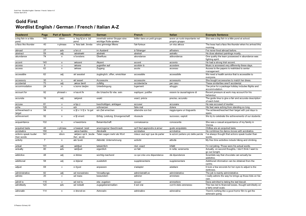 English-German-Italian-French Wordlist