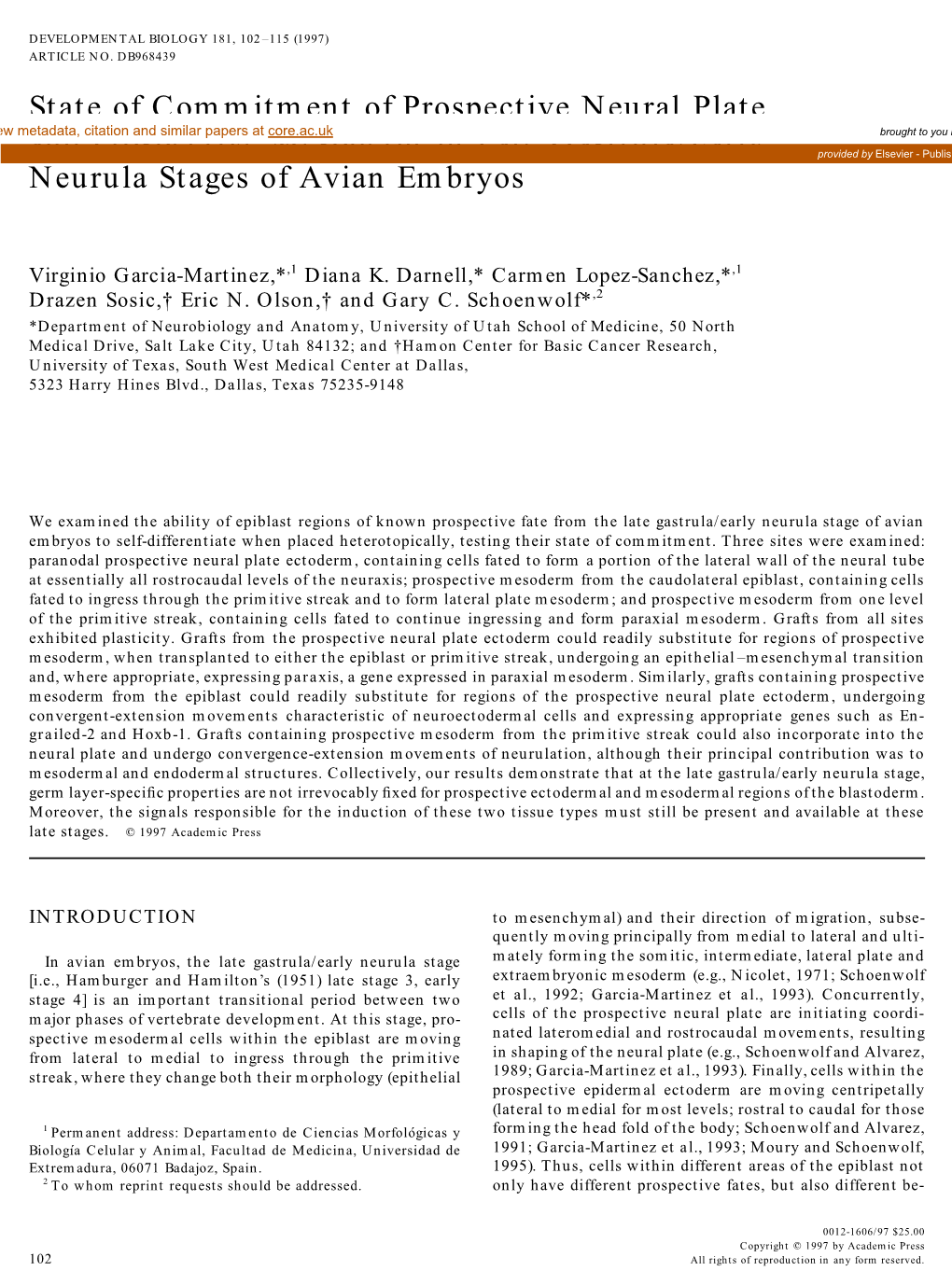 State of Commitment of Prospective Neural Plate And