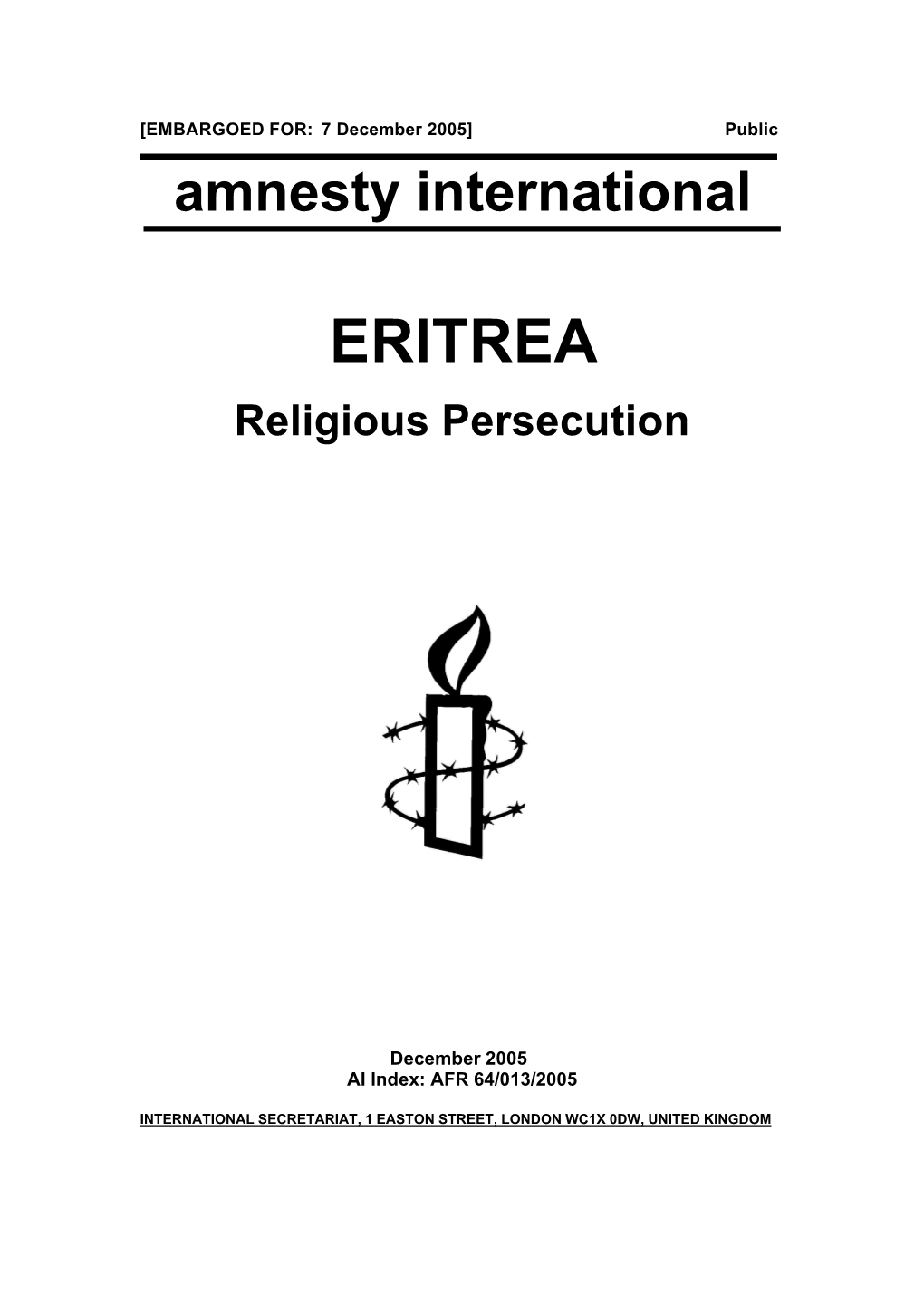 ERITREA Religious Persecution