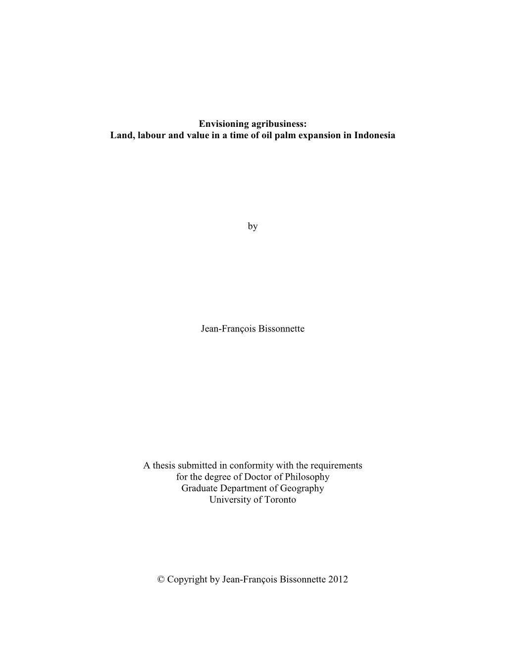 Land, Labour and Value in a Time of Oil Palm Expansion in Indonesia By