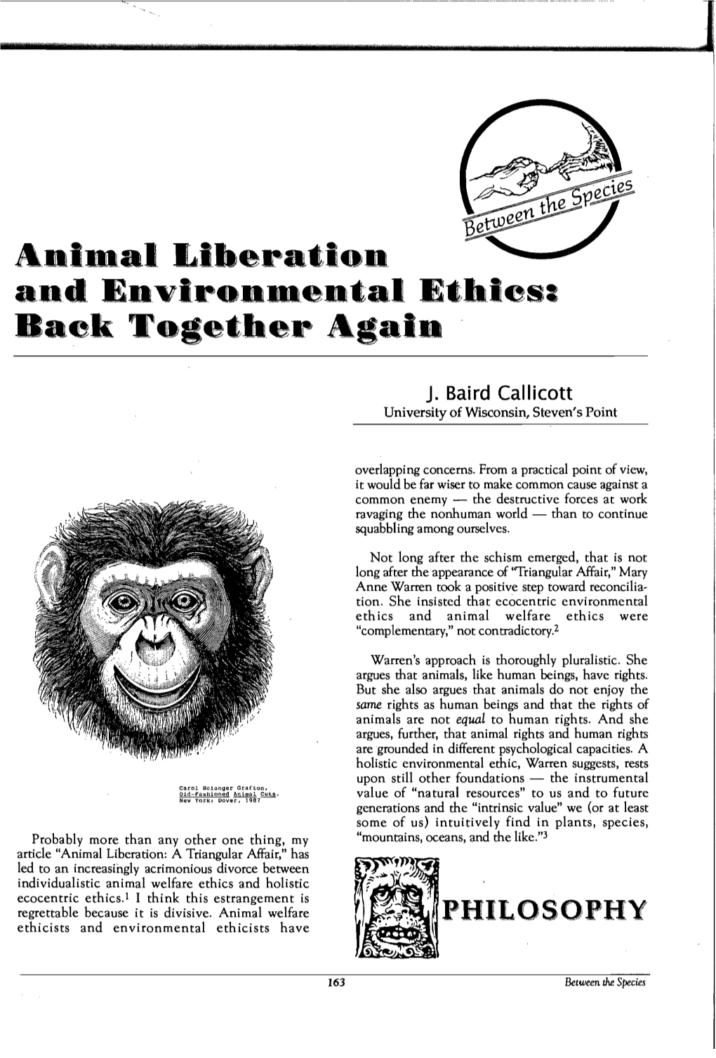 Animal Liberation and Environmental Ethics: Actually Urged