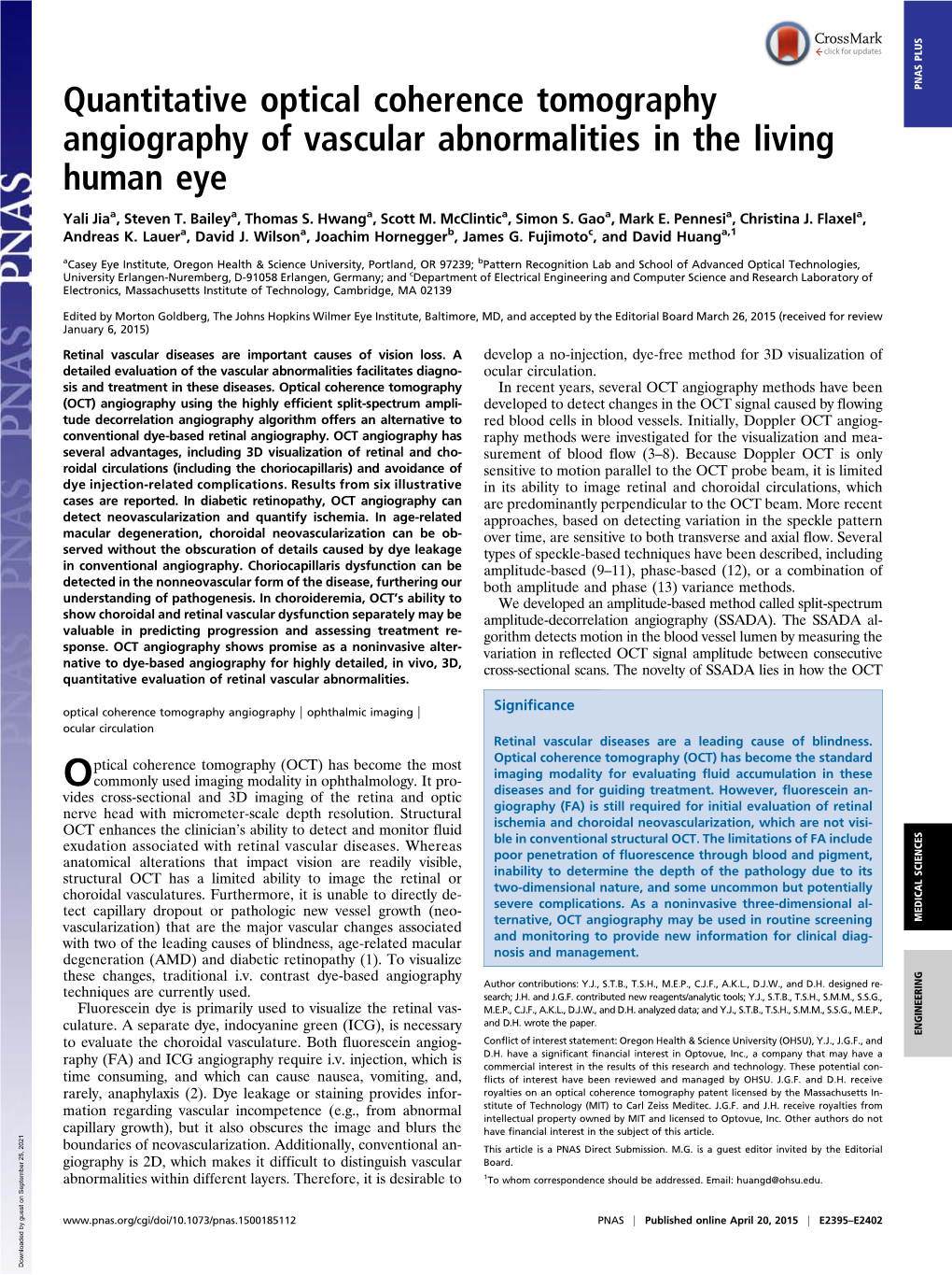 Quantitative Optical Coherence Tomography Angiography of Vascular Abnormalities in the Living Human