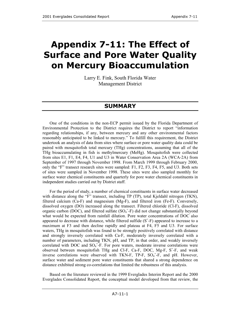 The Effect of Surface and Pore Water Quality on Mercury Bioaccumulation