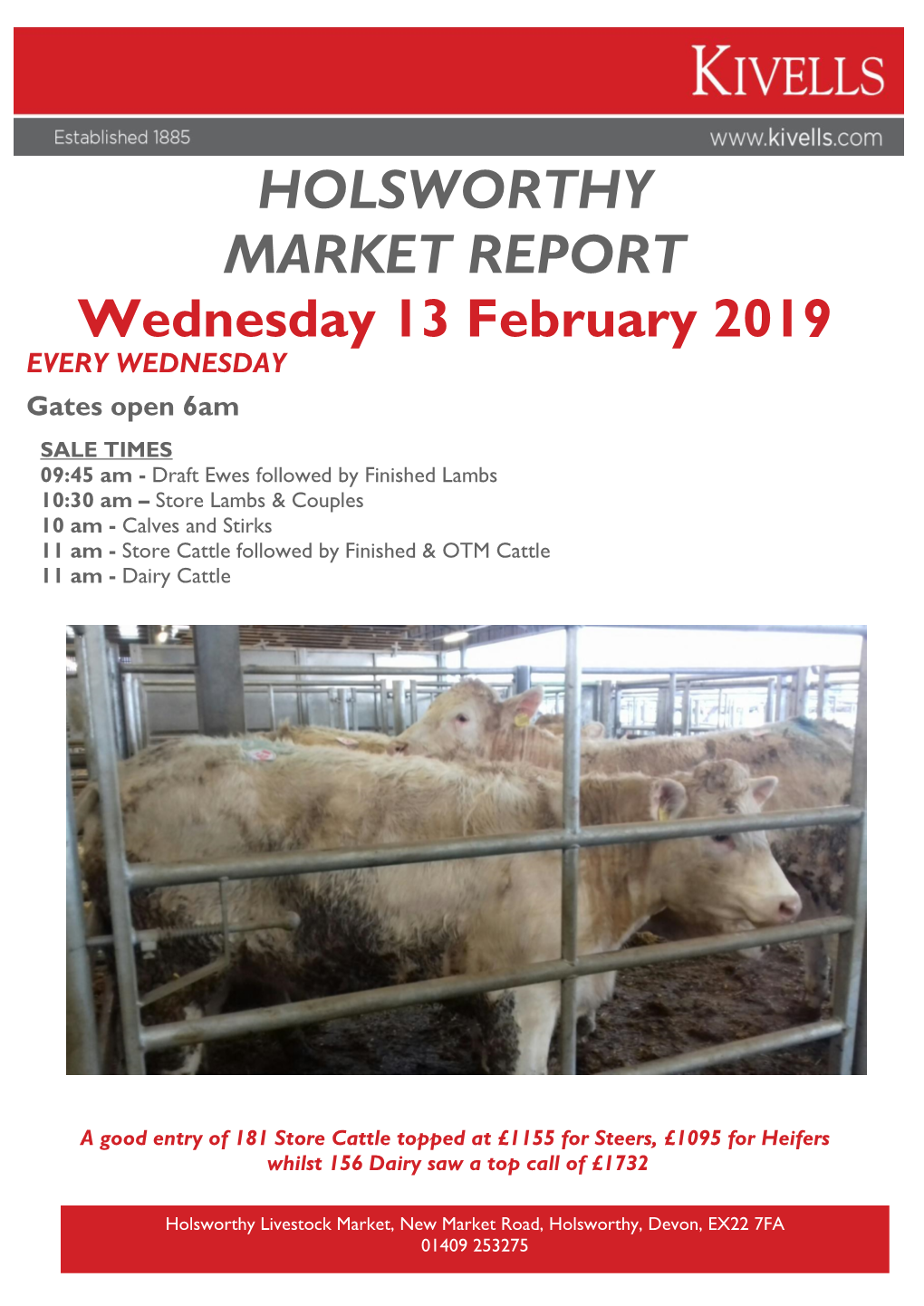 HOLSWORTHY MARKET REPORT Wednesday 13 February 2019 EVERY WEDNESDAY