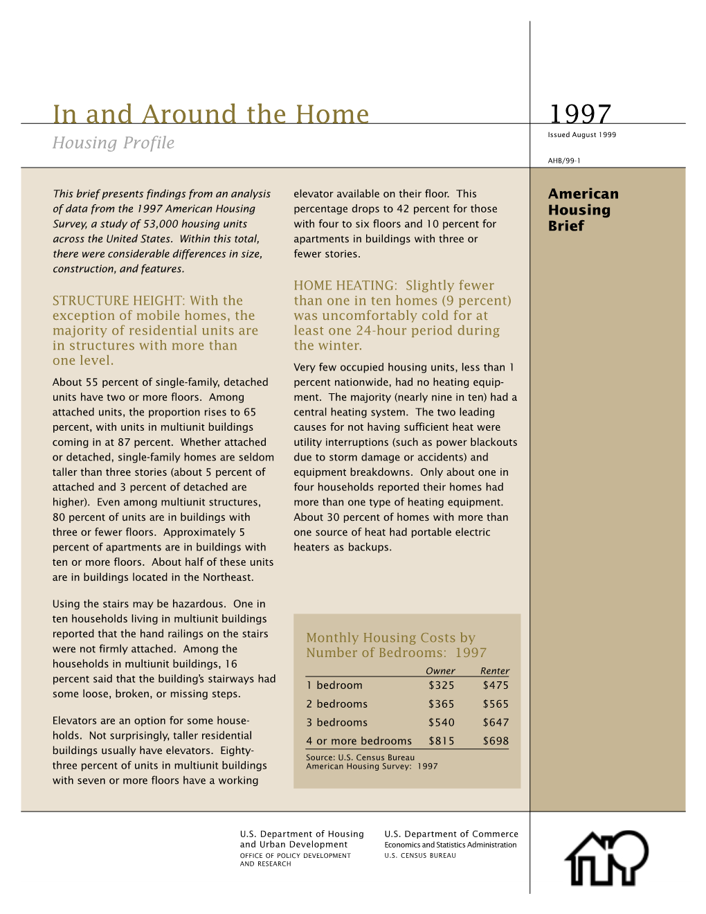 Housing Profile, in and Around the Home: 1997