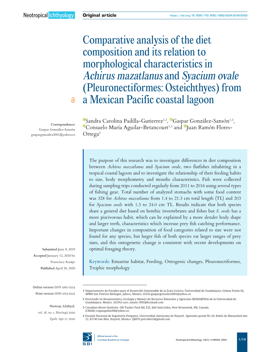 Comparative Analysis of the Diet Composition and Its Relation To