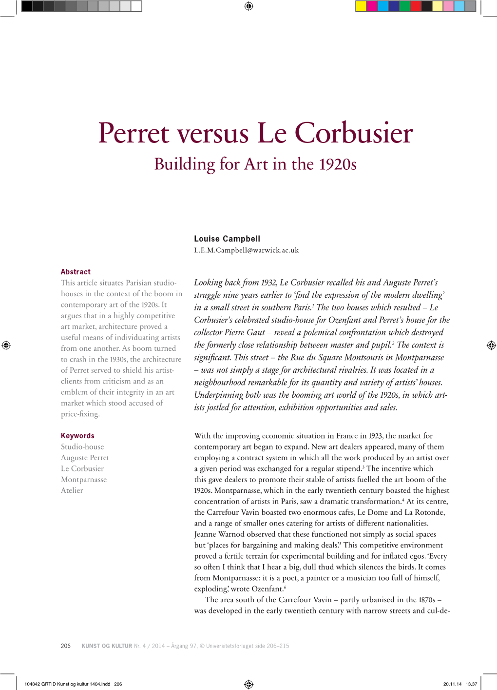 Perret Versus Le Corbusier Building for Art in the 1920S