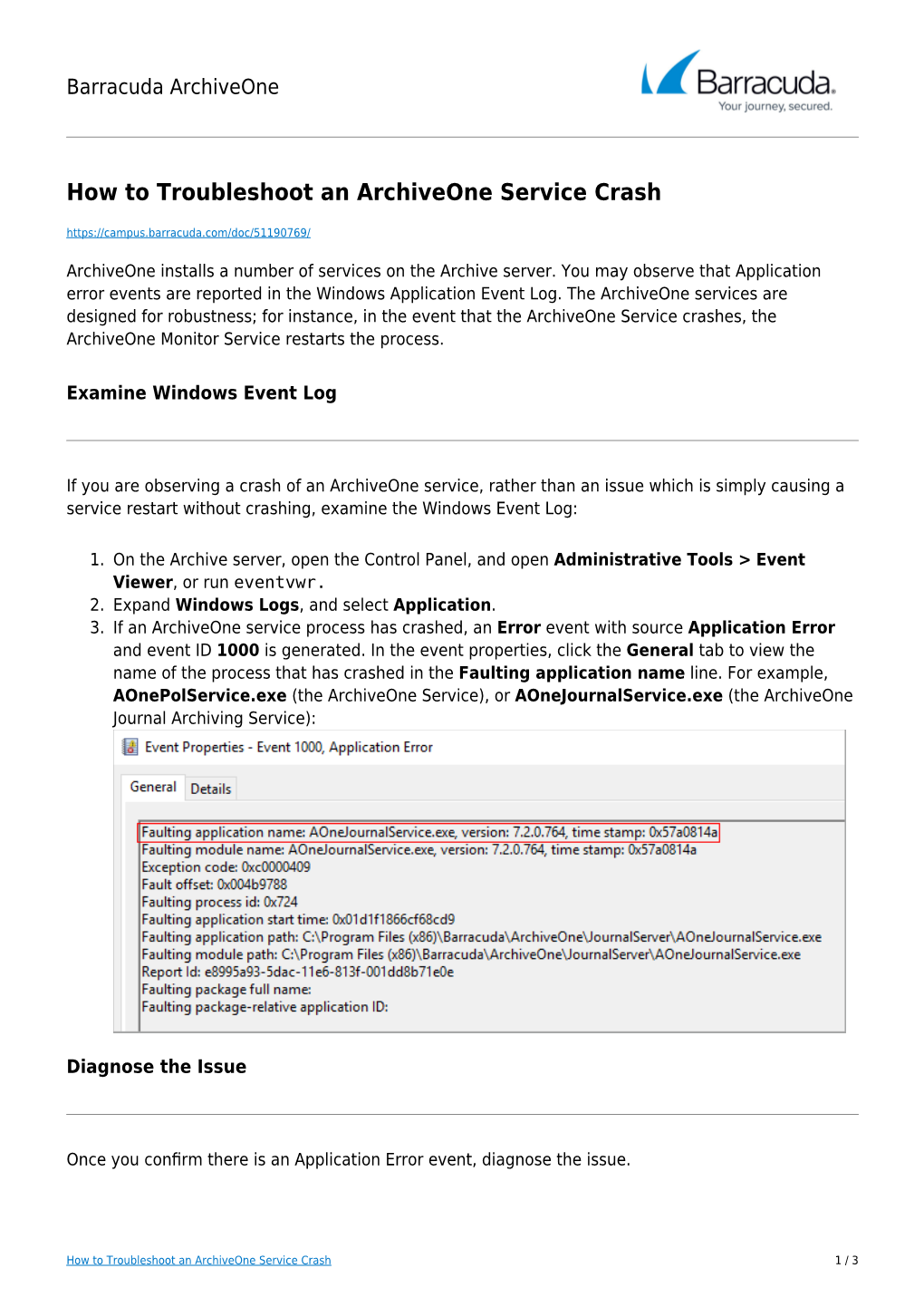 How to Troubleshoot an Archiveone Service Crash