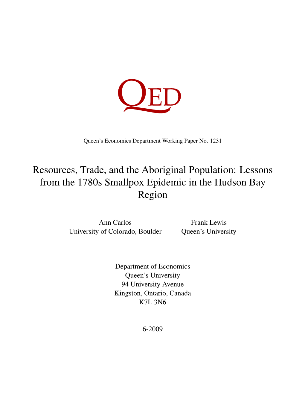 Lessons from the 1780S Smallpox Epidemic in the Hudson Bay Region