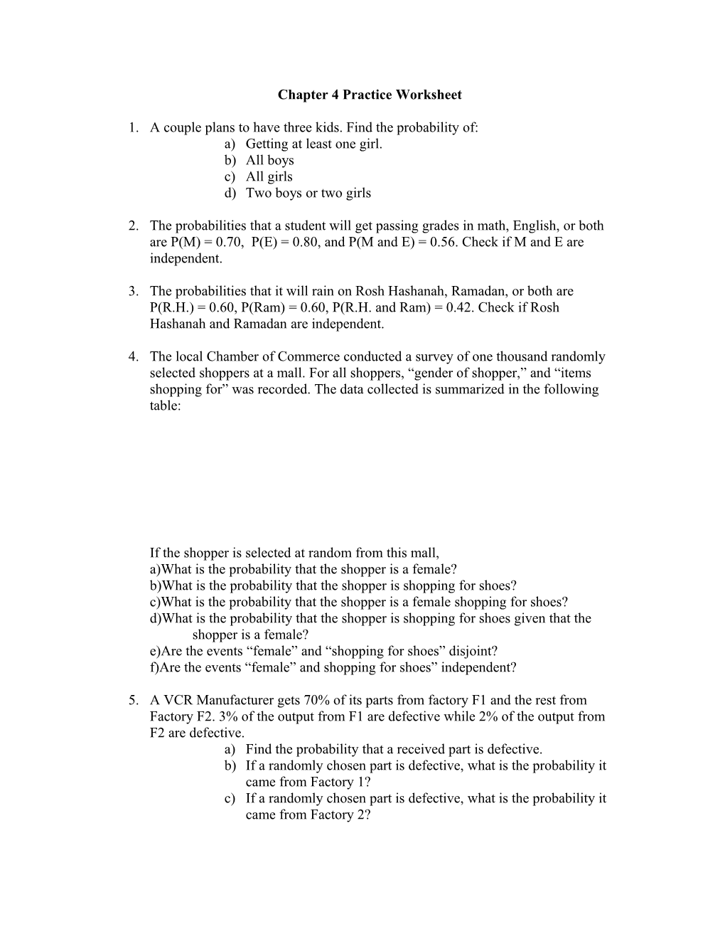 Chapter 4 Practice Worksheet