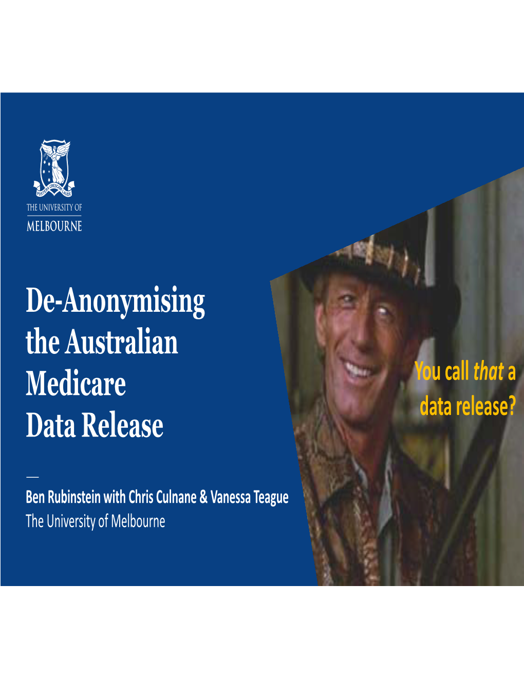 De-Anonymising the Australian Medicare Data Release