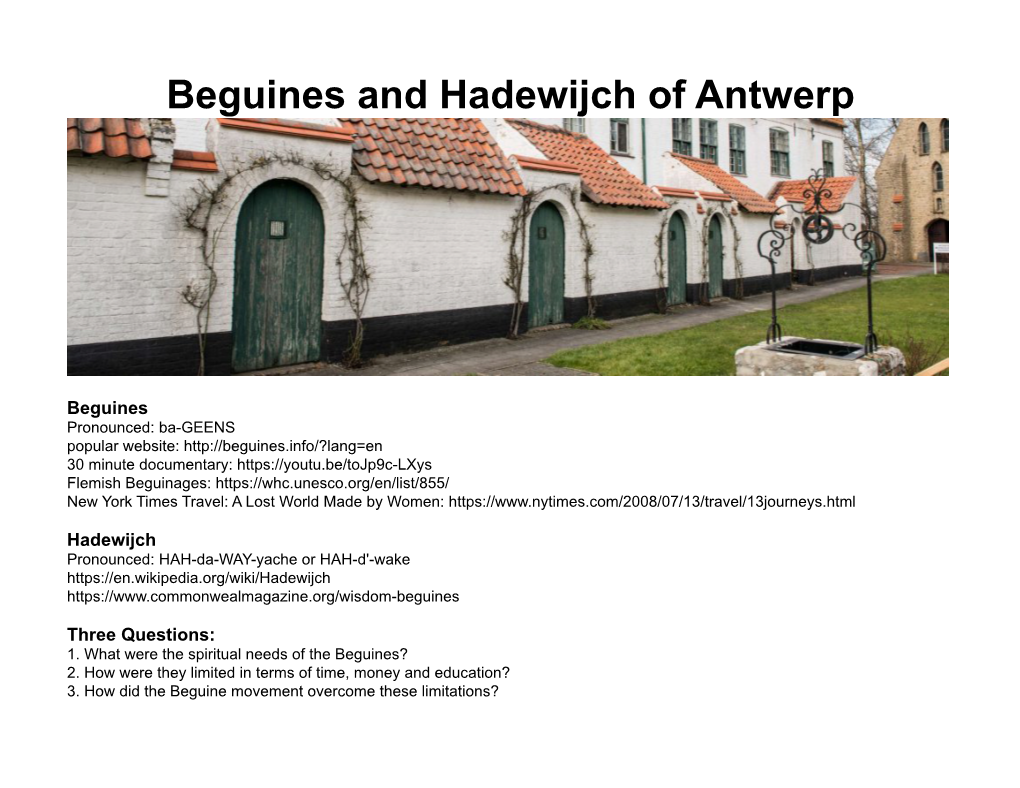 Beguines and Hadewijch of Antwerp