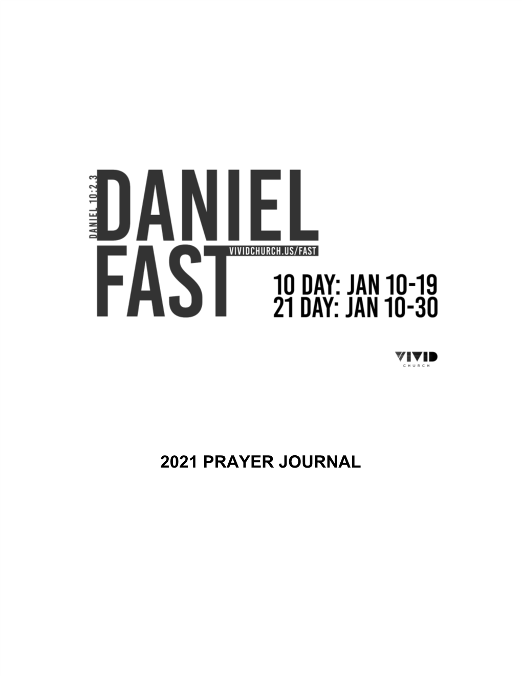 2021 Prayer Journal Table of Contents