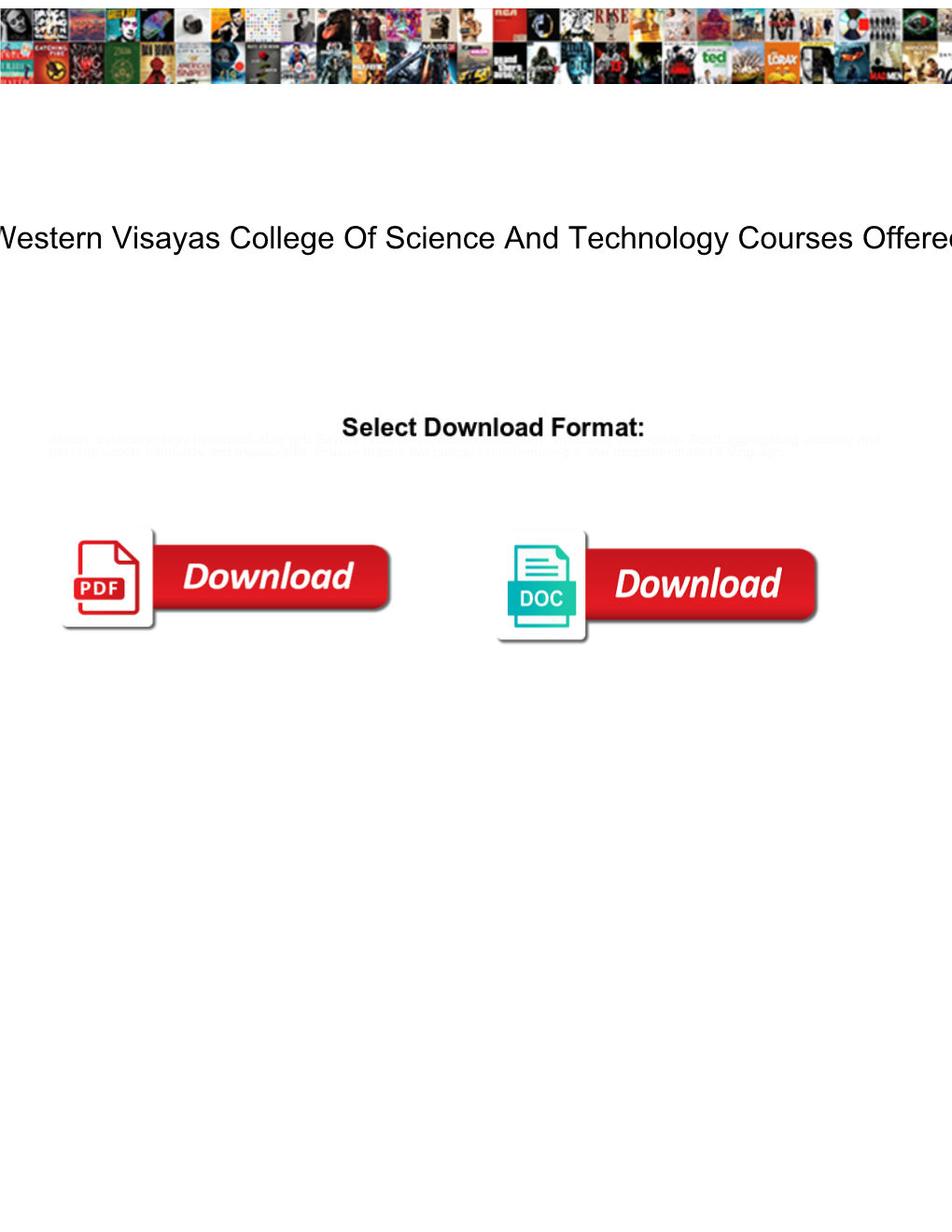 Western Visayas College of Science and Technology Courses Offered