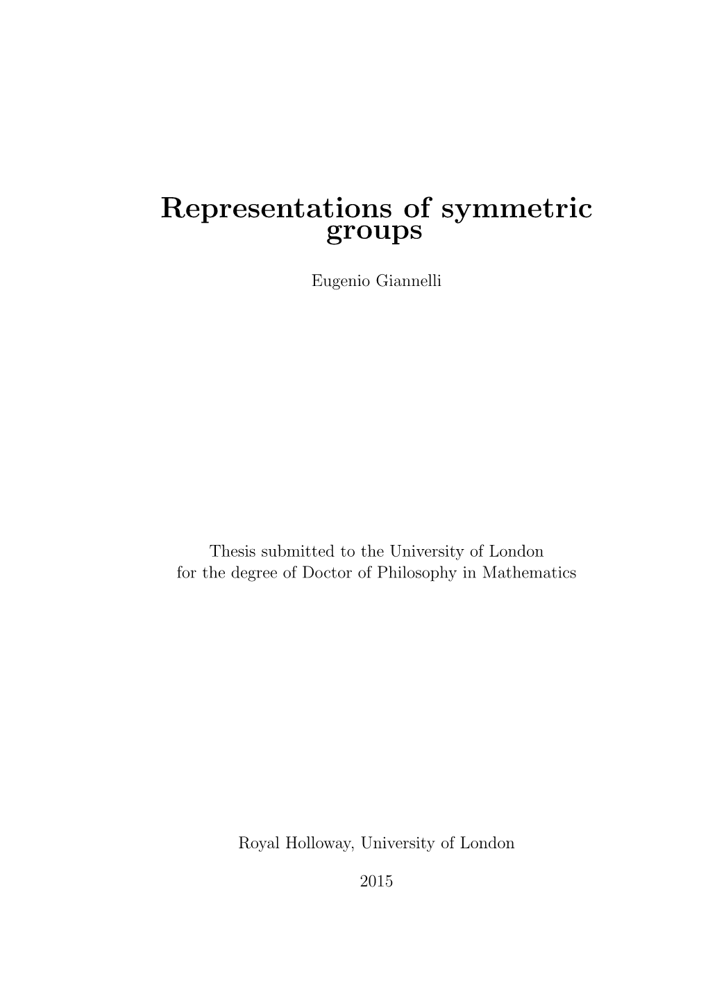 Representations of Symmetric Groups