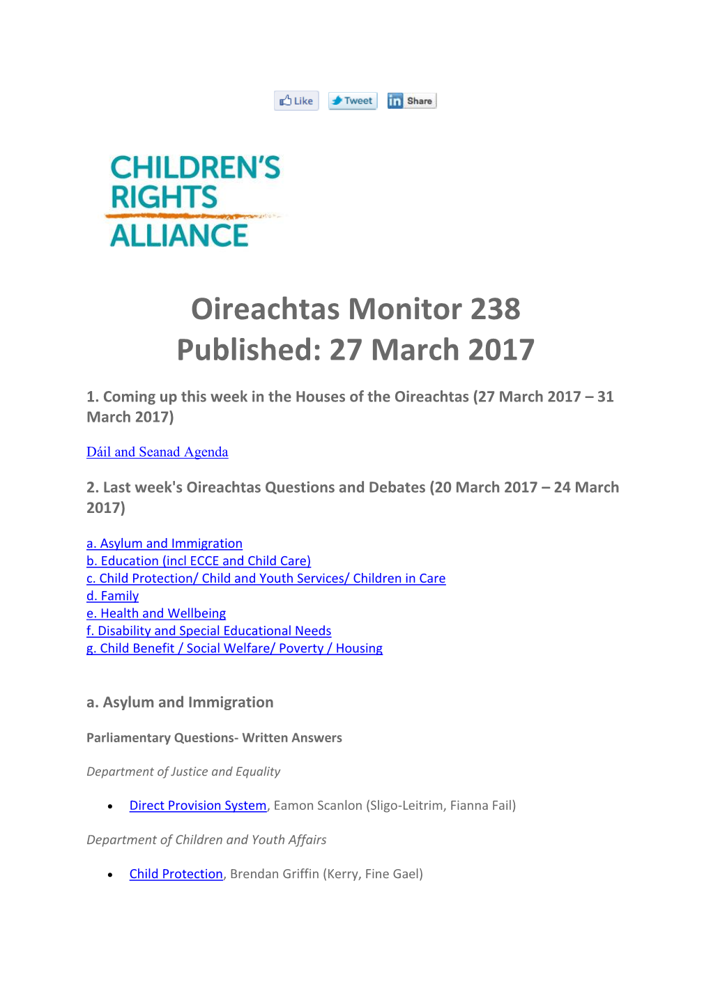 Oireachtas Monitor 238 Published