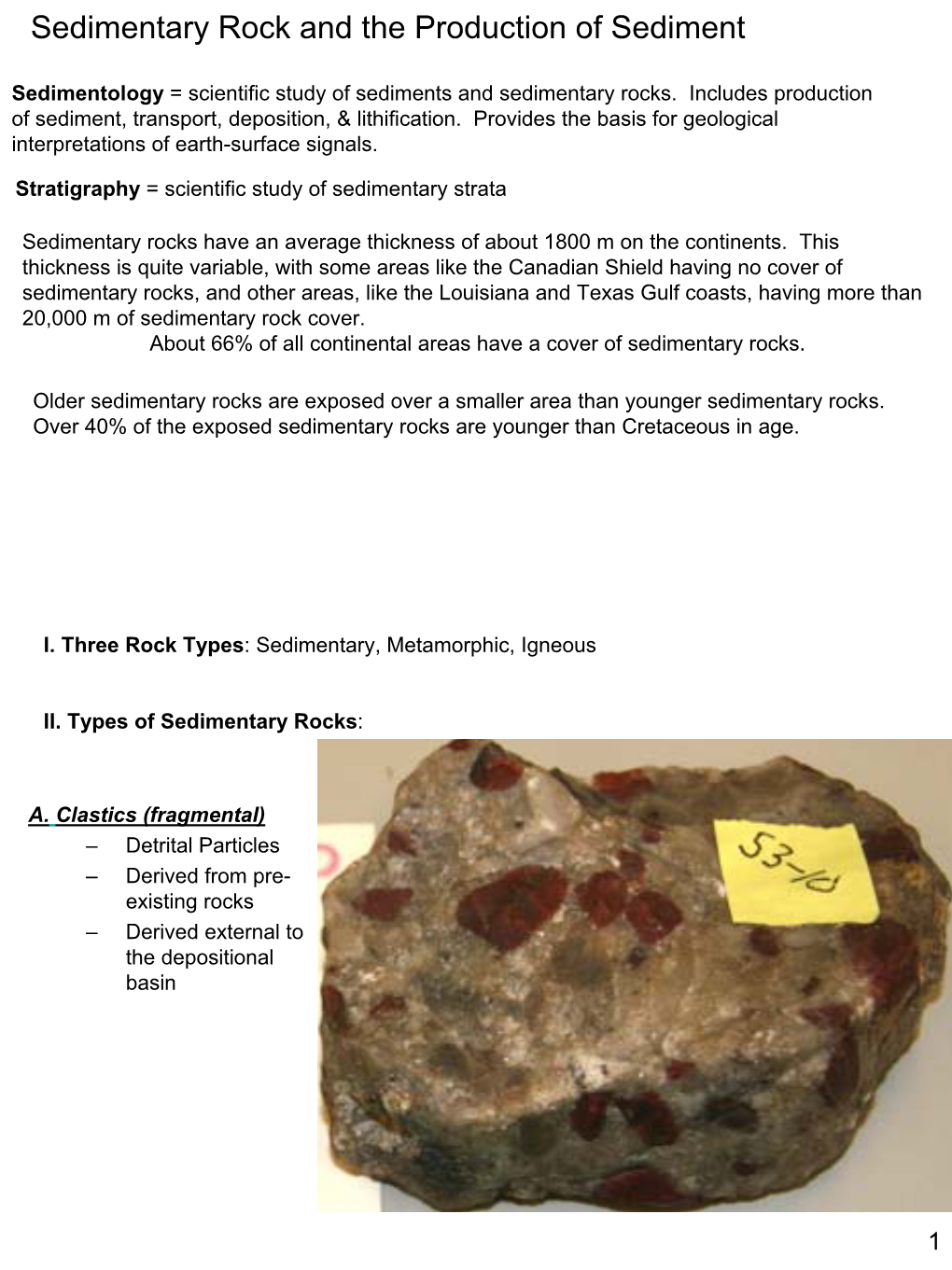 Sedimentary Rock and the Production of Sediment