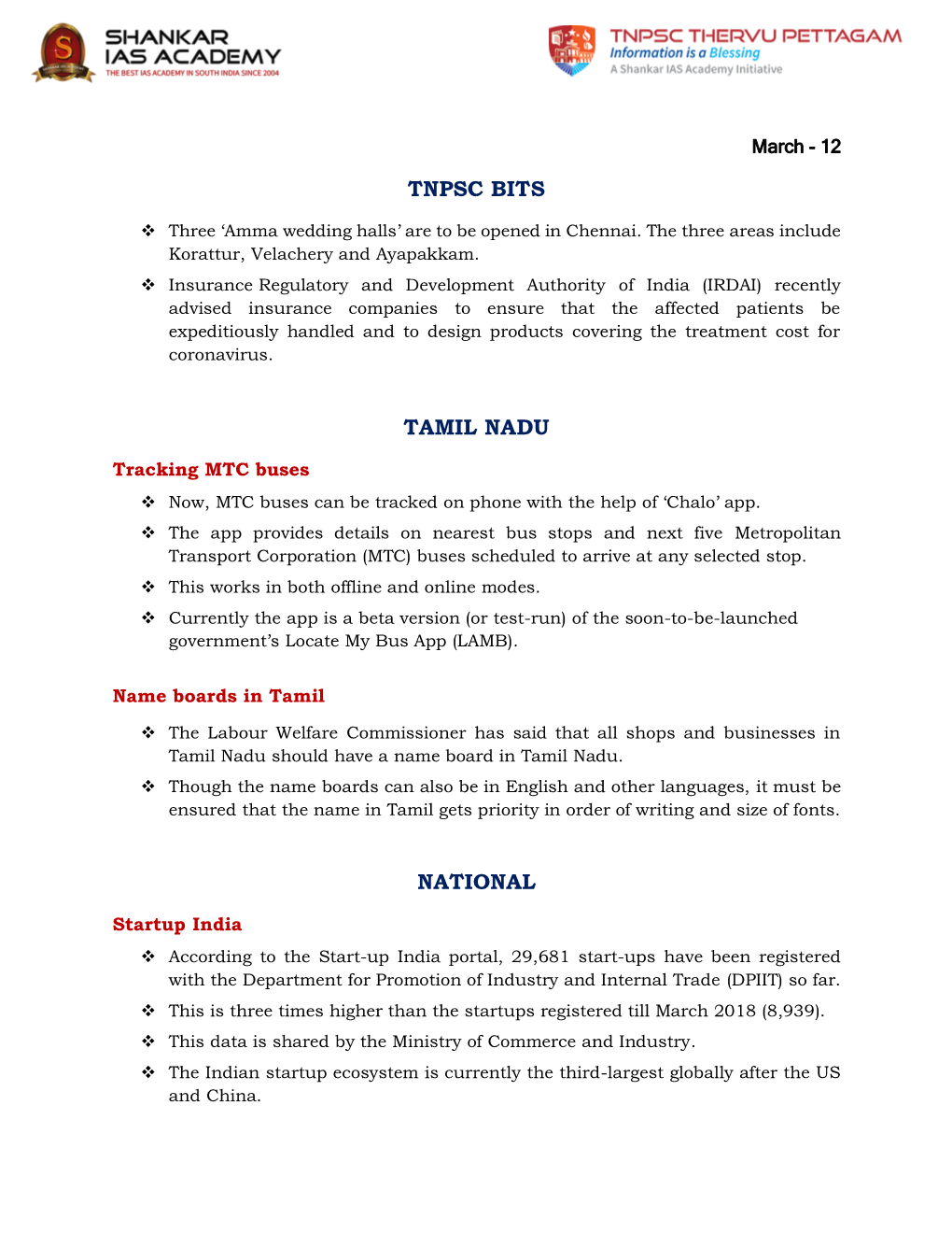 Tnpsc Bits Tamil Nadu National