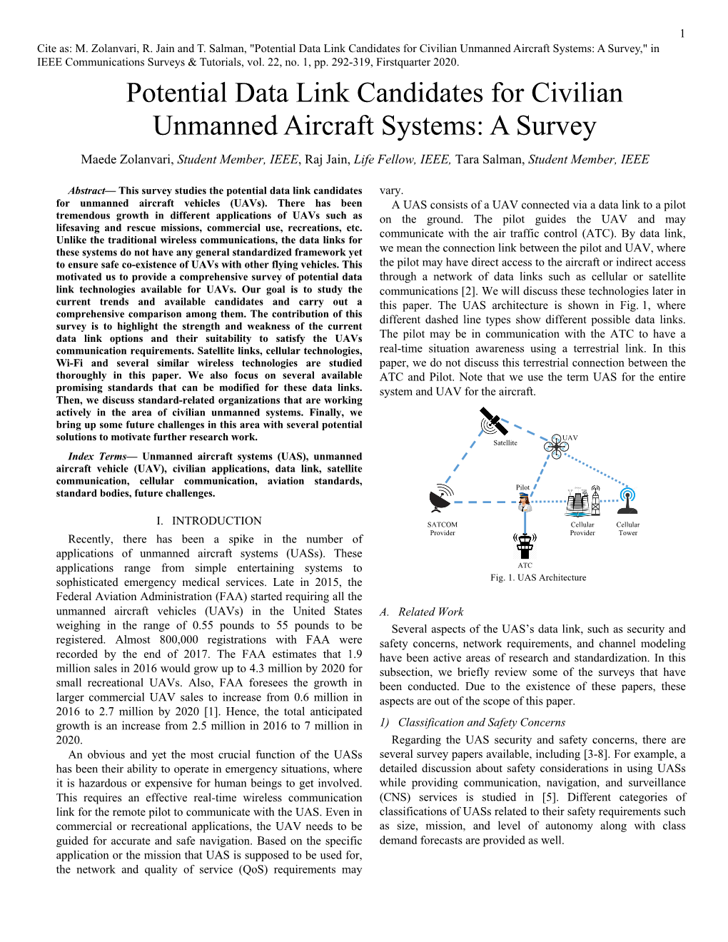 Potential Data Link Candidates for Civilian Unmanned Aircraft