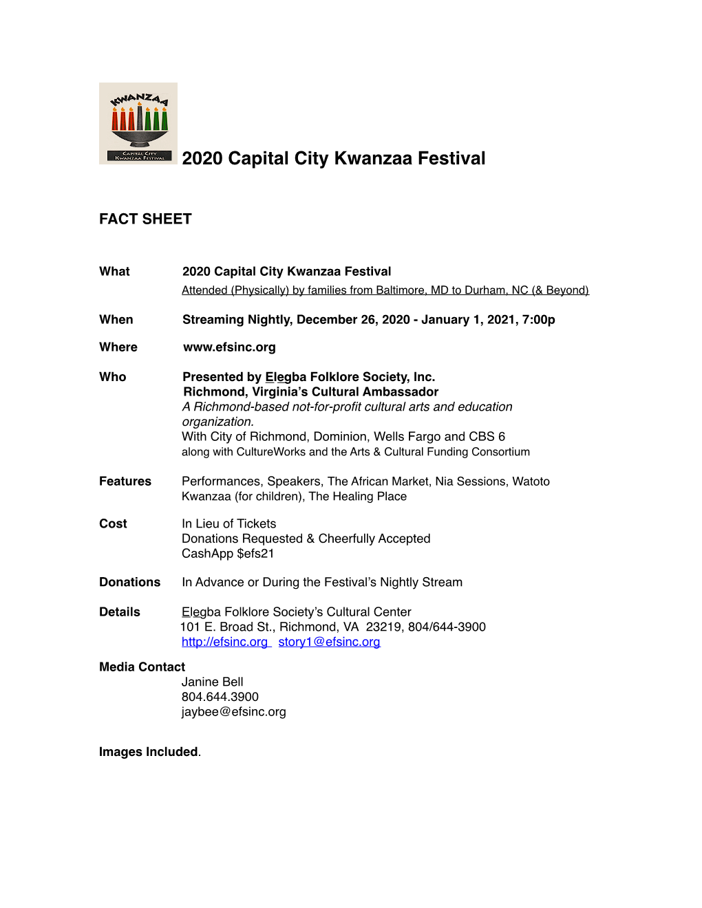 2020 Capital City Kwanzaa Festival Details