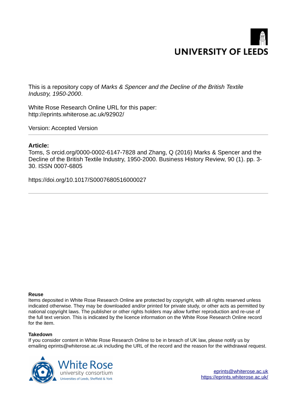 Marks & Spencer and the Decline of the British Textile Industry, 1950-2000