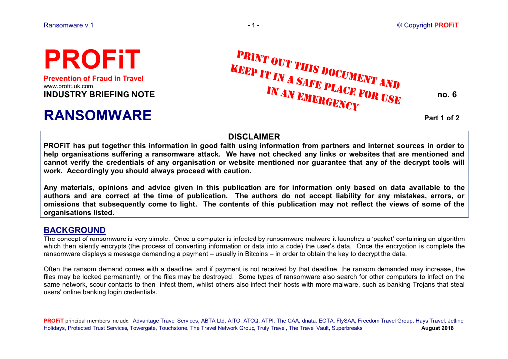 Ransomware V.1 - 1 - © Copyright Profit