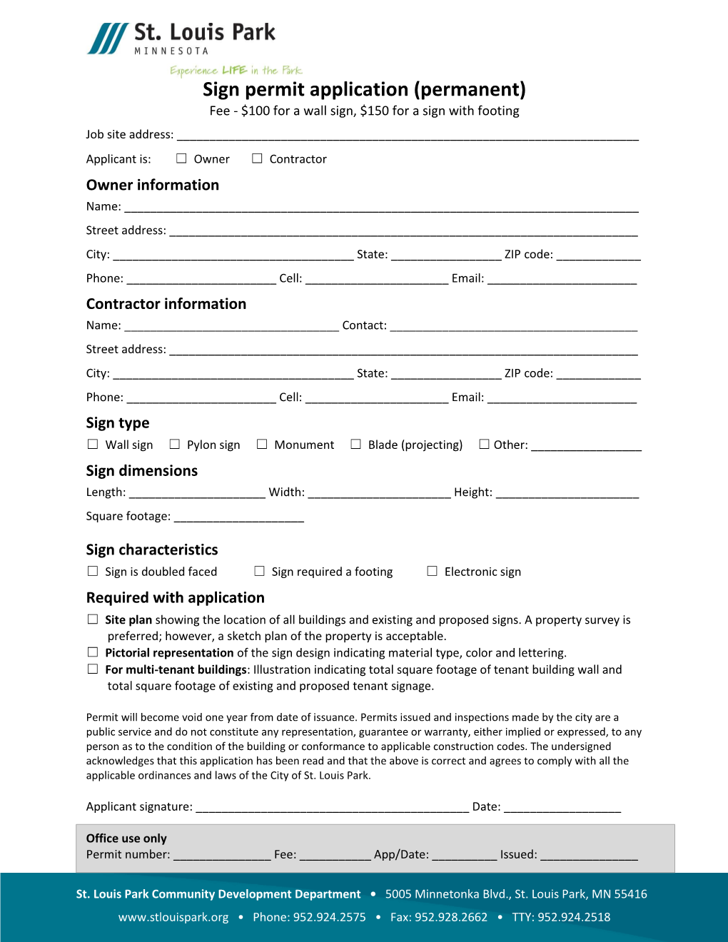 Sign Permit Application