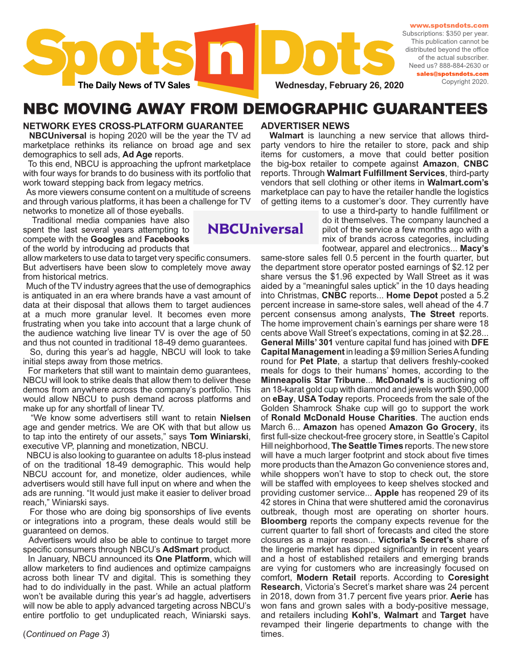Nbc Moving Away from Demographic Guarantees