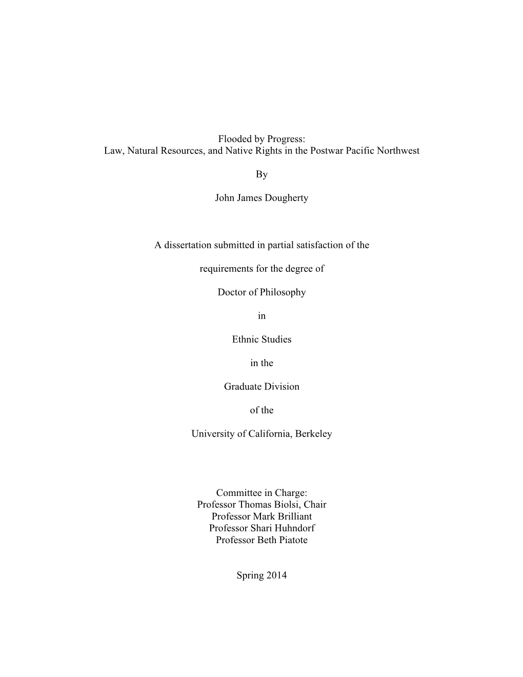 Flooded by Progress: Law, Natural Resources, and Native Rights in the Postwar Pacific Northwest