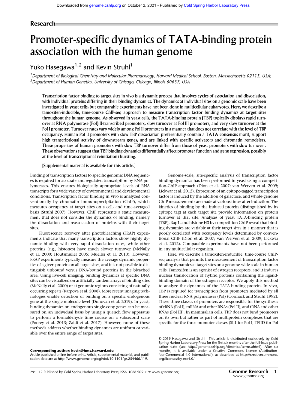 Promoter-Specific Dynamics of TATA-Binding Protein Association with the Human Genome