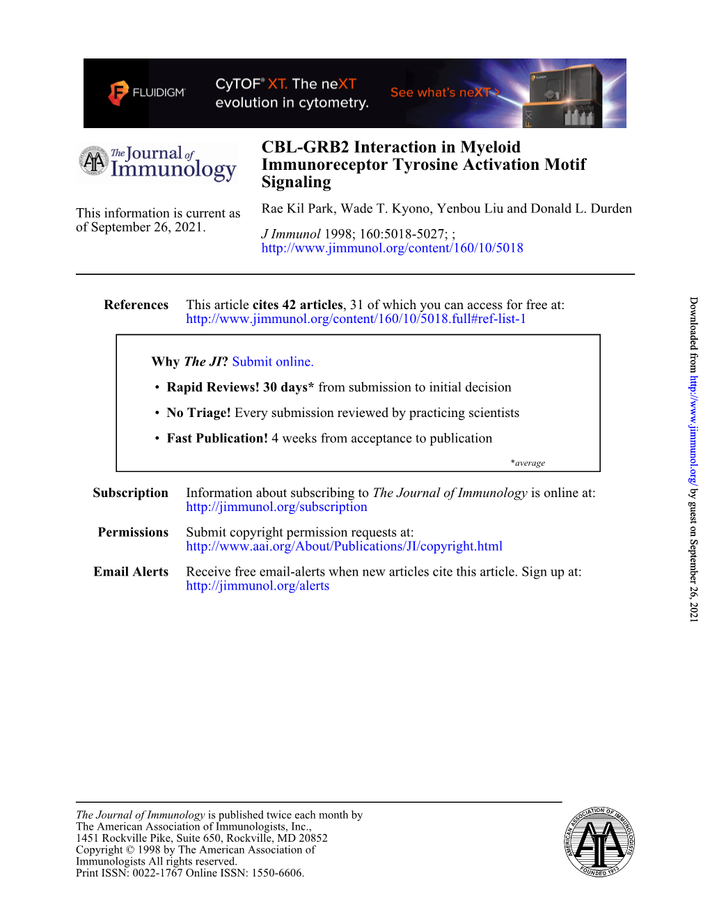 Signaling Immunoreceptor Tyrosine Activation Motif CBL-GRB2