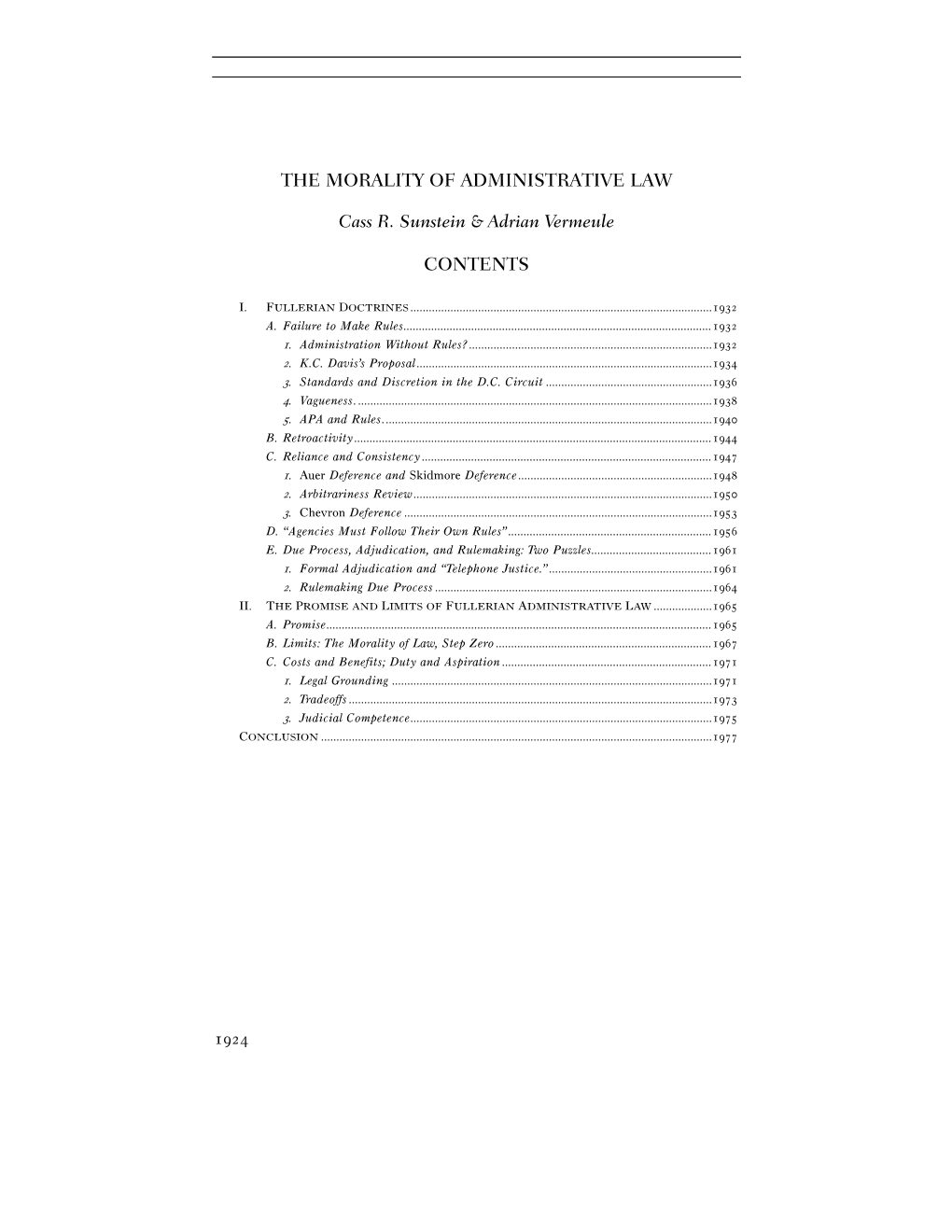 The Morality of Administrative Law Contents