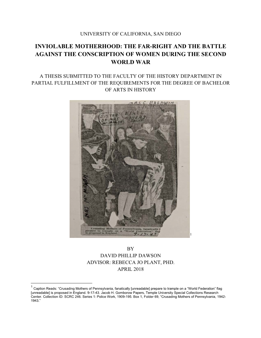 Inviolable Motherhood: the Far-Right and the Battle Against the Conscription of Women During the Second World War