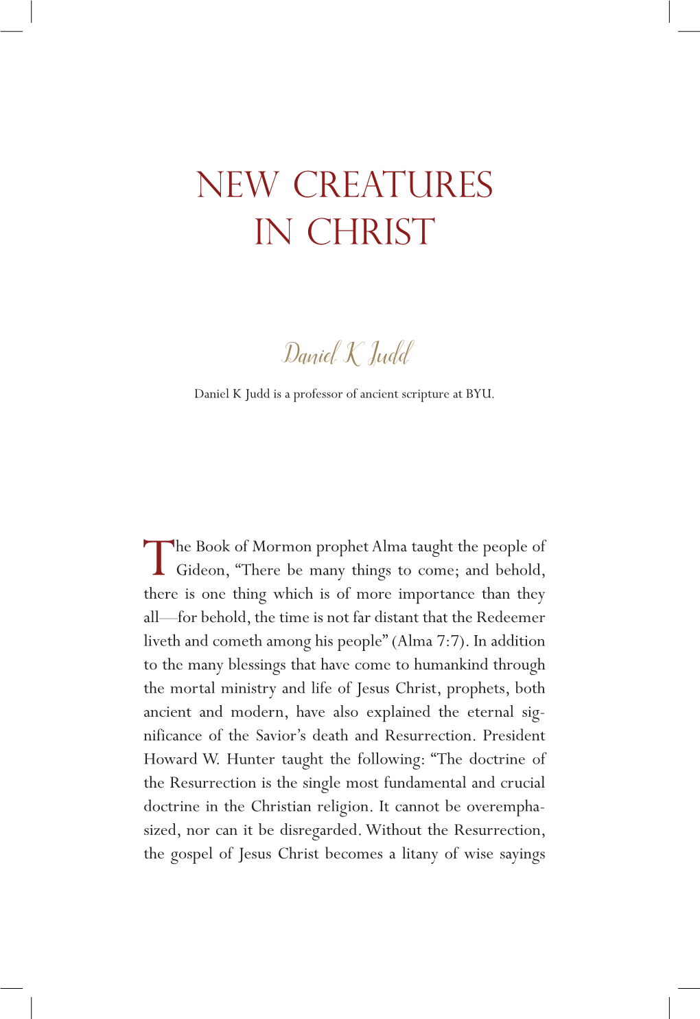 New Creatures in Christ