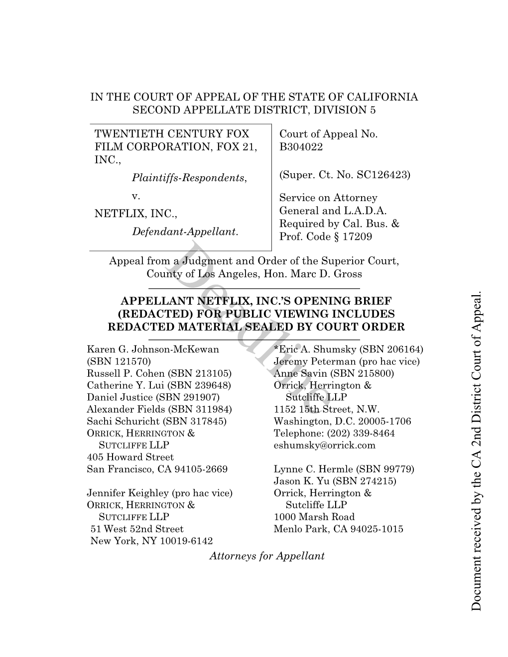 Document Received by the CA 2Nd District Court of Appeal.   �   Jyyv