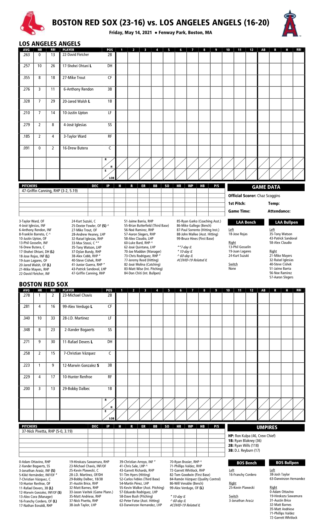 Lineup Sheet