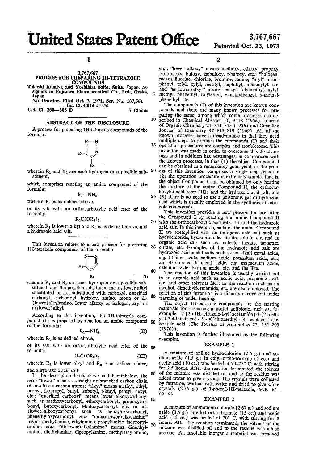 United States Patent Office Patented Oct