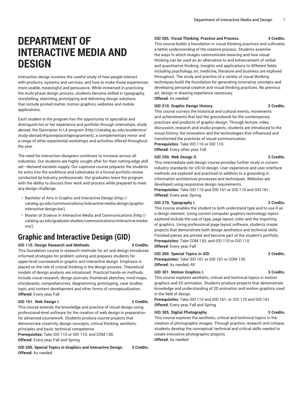 Department of Interactive Media and Design 1